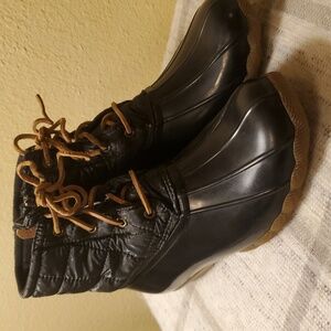 Sperry Black Quilted Winter Boots Sz 8.5